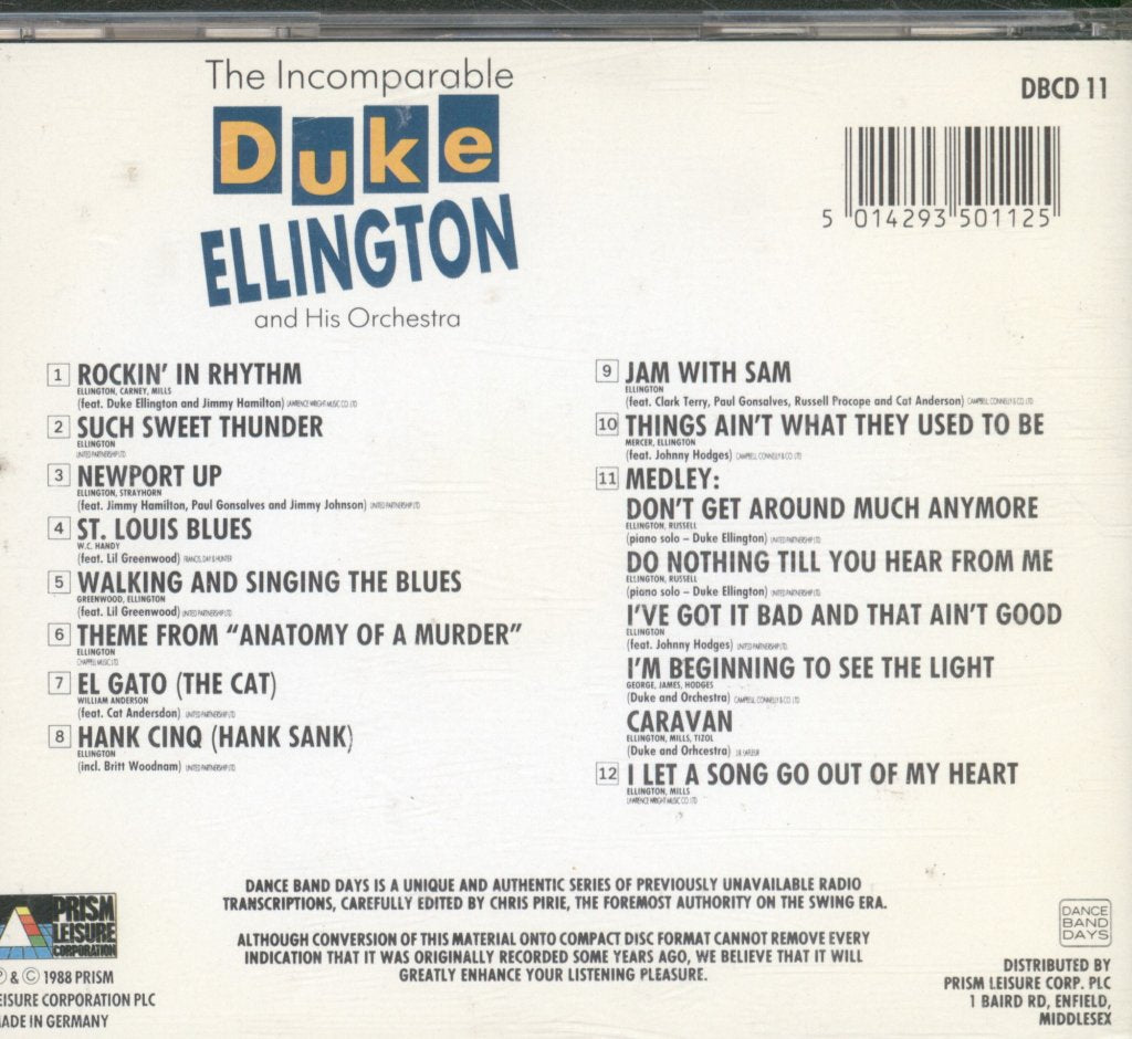 Duke Ellington And His Orchestra - Incomparable Duke Ellington And His Orchestra - Cd