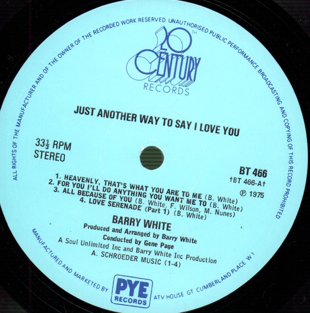 Barry White - Just Another Way To Say I Love You - Lp
