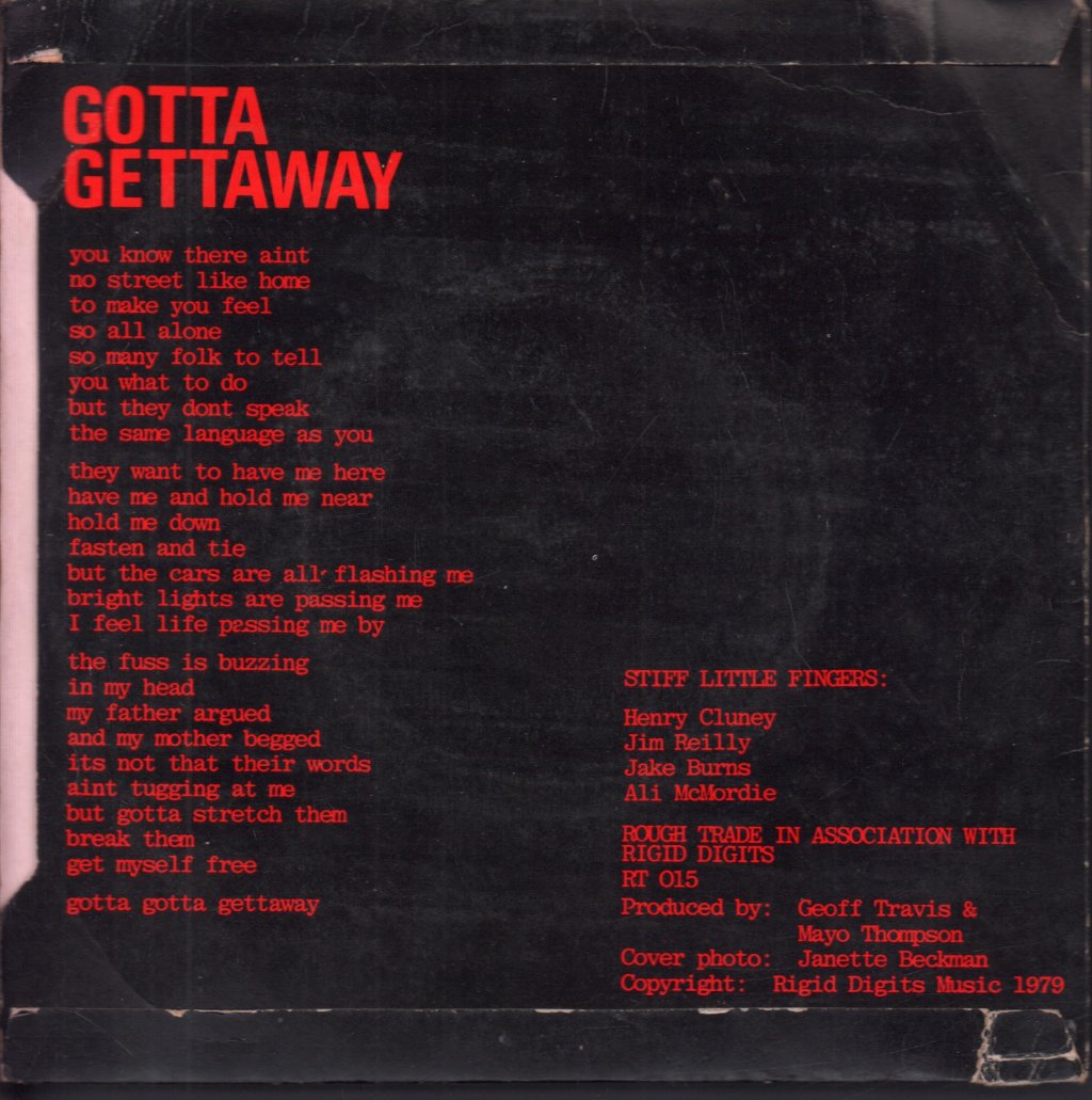 Stiff Little Fingers - Gotta Gettaway - 7 Inch