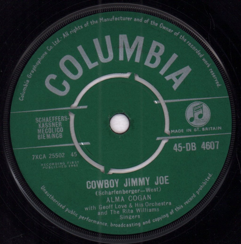 Alma Cogan - Cowboy Jimmy Joe - 7 Inch