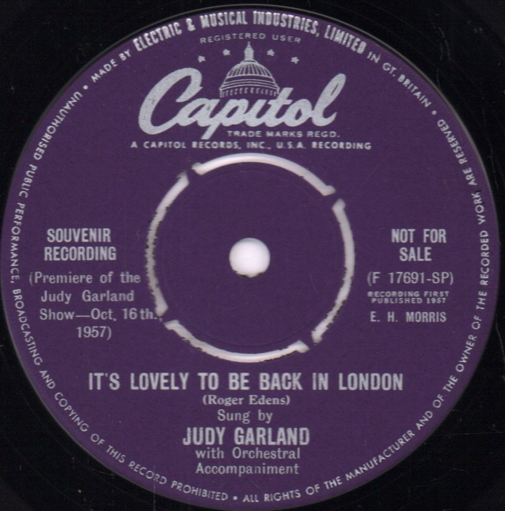 Judy Garland - It's Lovely To Be Back In London - 7 Inch