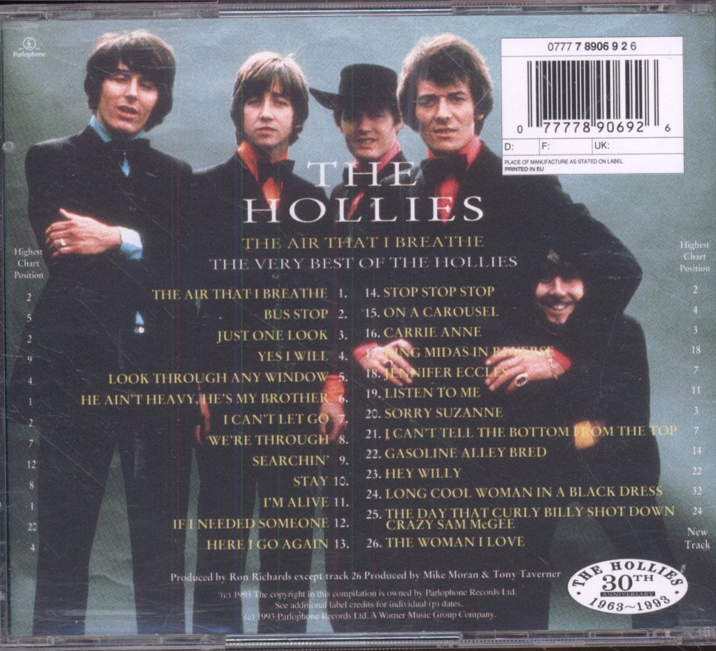 Hollies - Air That I Breathe - The Very Best Of The Hollies - Cd
