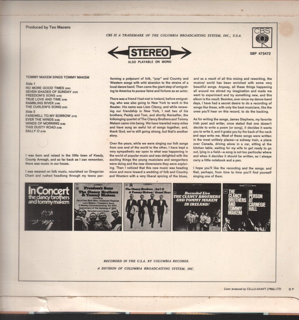 Tommy Makem - Sings Tommy Makem - Lp