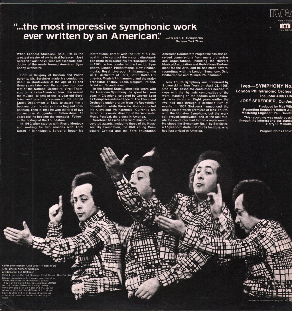 London Philharmonic Orchestra / John Alldis Choir / Jose Serebrier - Charles Ives - Symphony #4 - Lp