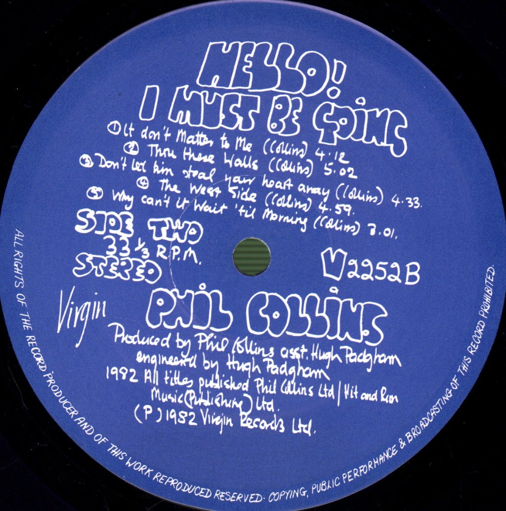 Phil Collins - Hello I Must Be Going - Lp