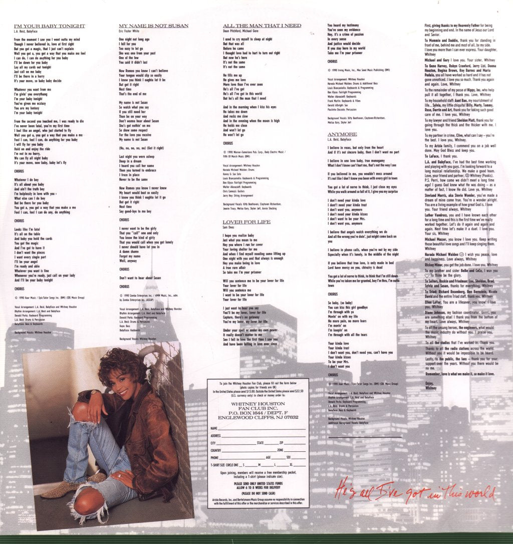 Whitney Houston - I'm Your Baby Tonight - Lp