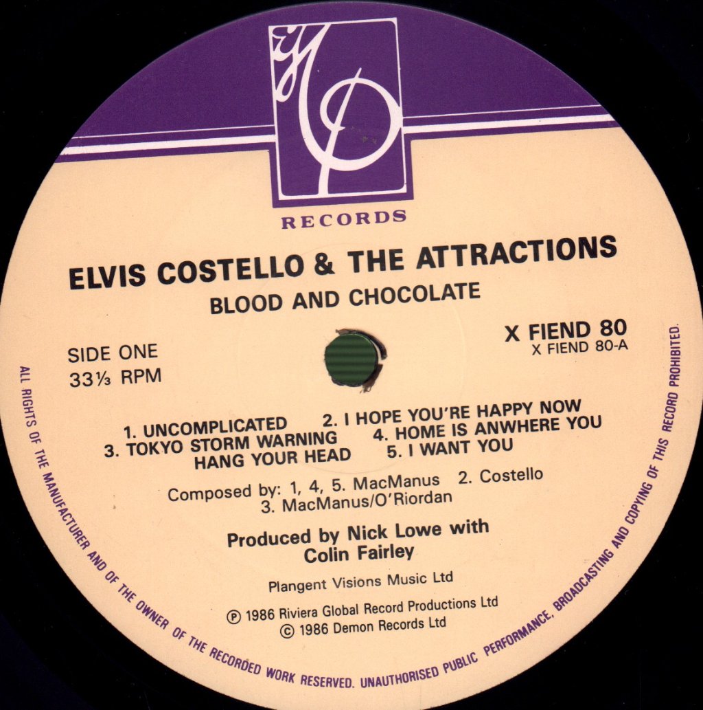 Elvis Costello And The Attractions - Blood & Chocolate - Lp