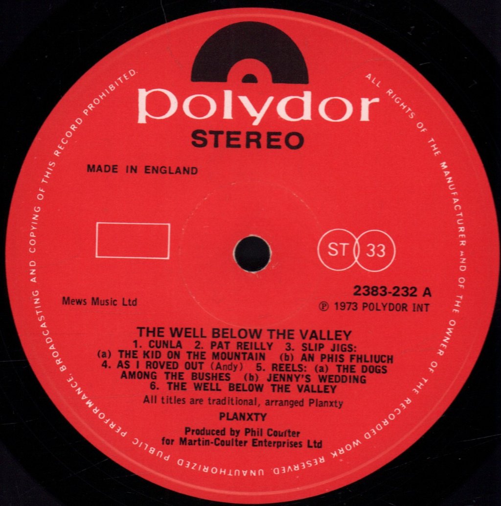 Planxty - Well Below The Valley - Lp