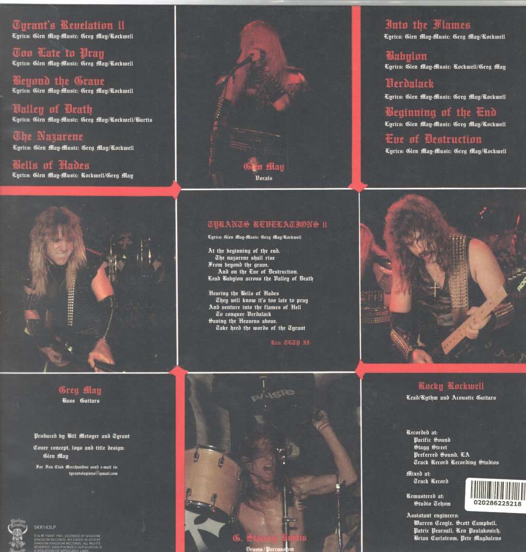 Tyrant (US Metal Group) - Too Late To Pray - Lp
