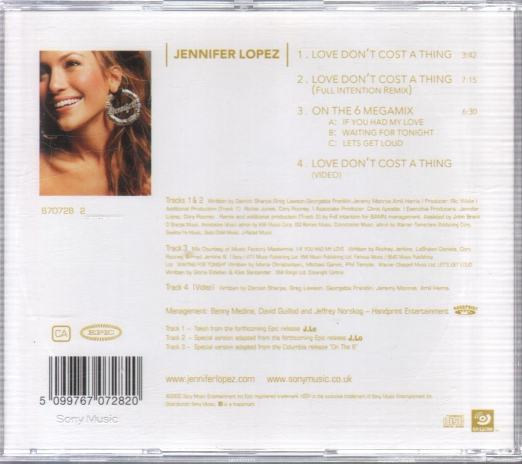 Jennifer Lopez - Love Don't Cost A Thing - Cd