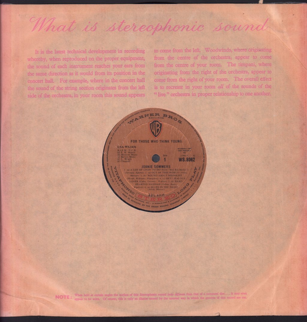 Joanie Sommers - For Those Who Think Young - Lp