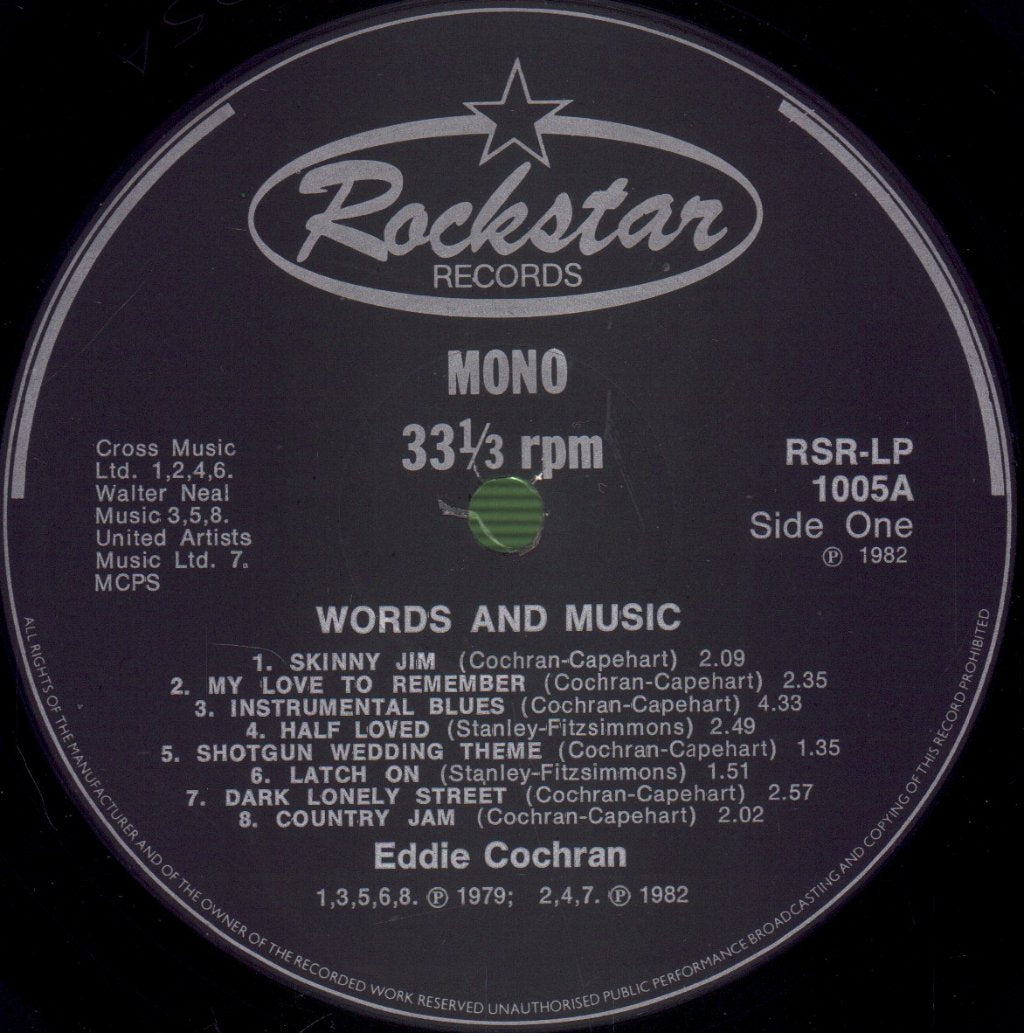 Eddie Cochran - Words And Music - Lp