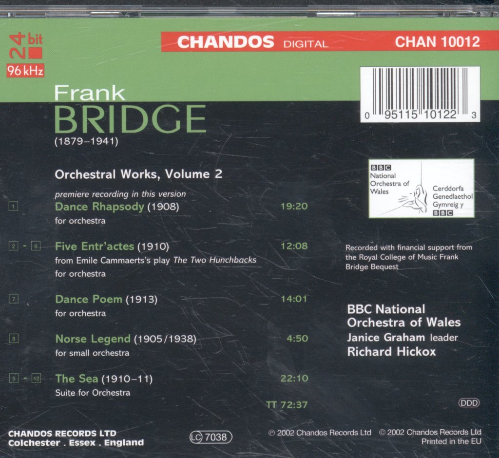 BBC National Orchestra Of Wales, Richard Hickox - Frank Bridge - Orchestral Works, Volume 2 - Cd
