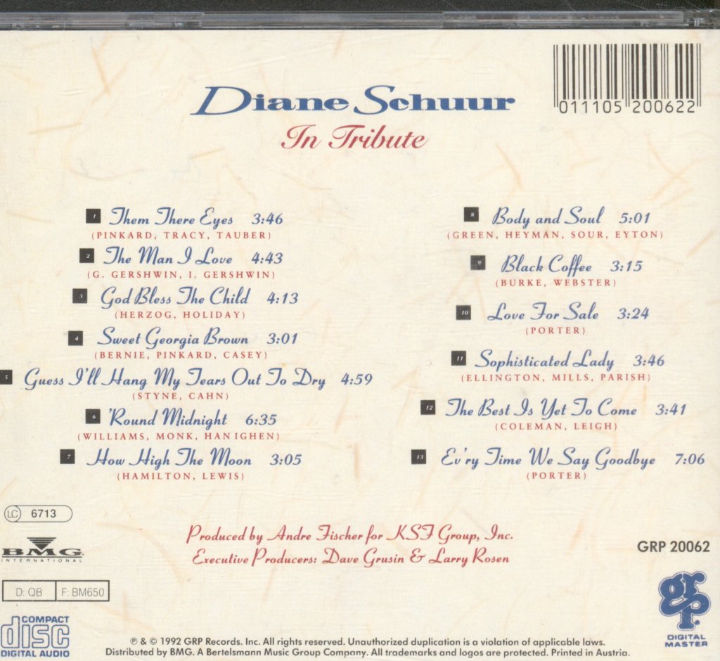 Diane Schuur - In Tribute - Cd