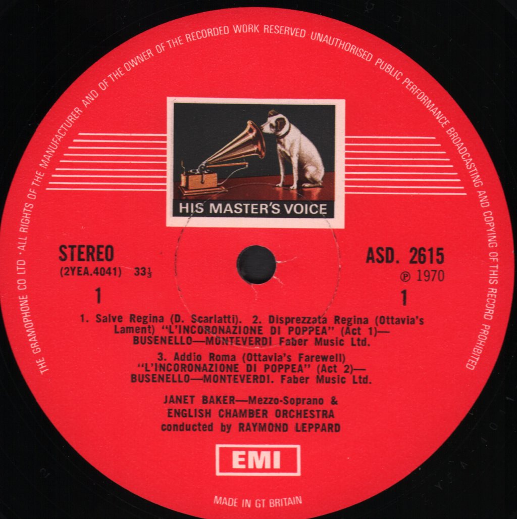 Janet Baker / Raymond Leppard / English Chamber Orchestra - Music of Monteverdi and the Scarlattis - Lp