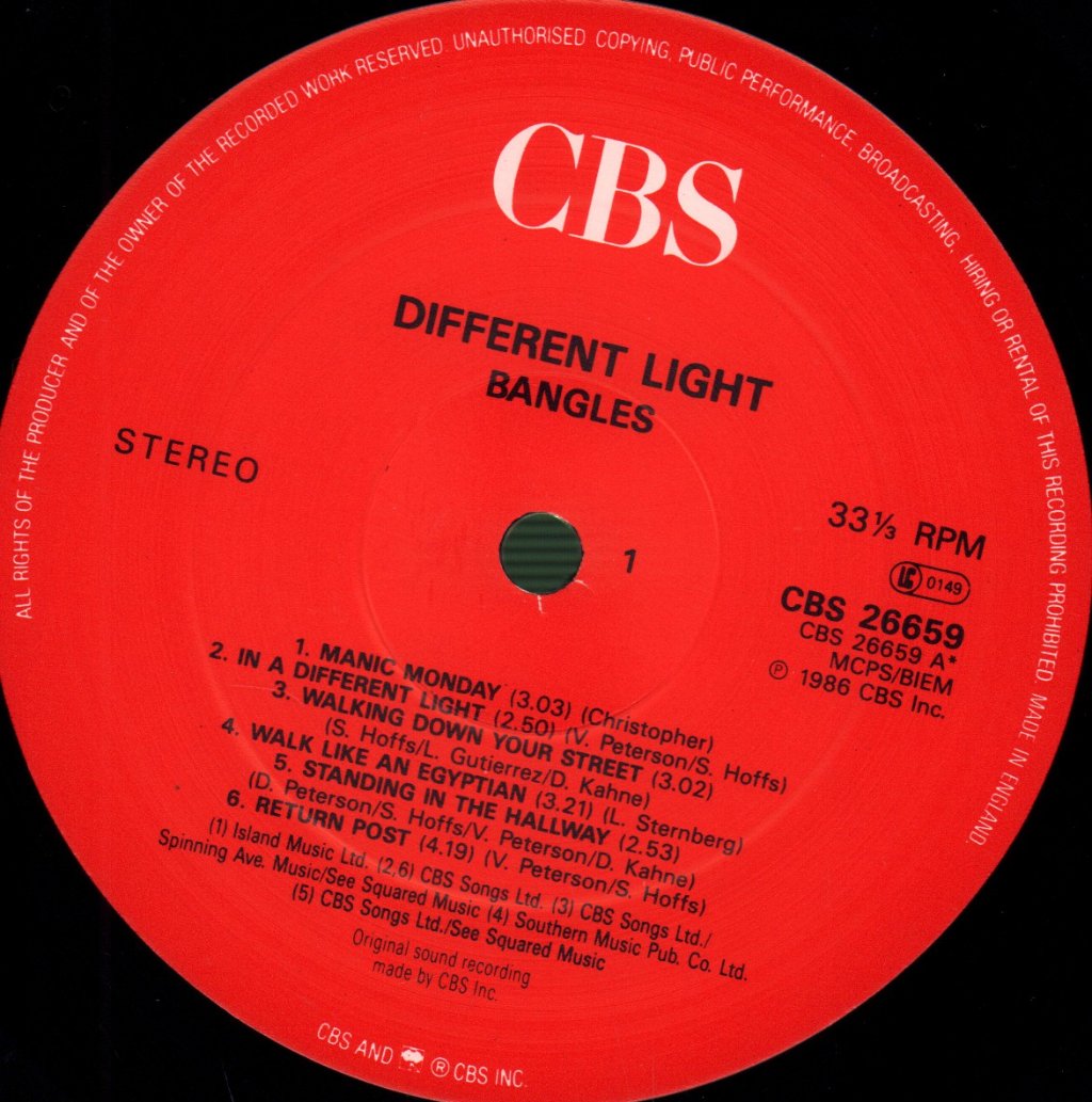 Bangles - Different Light - Lp
