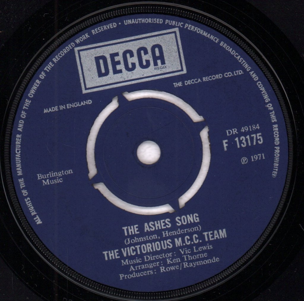 Victorious M.c.c. Team - Ashes Song - 7 Inch