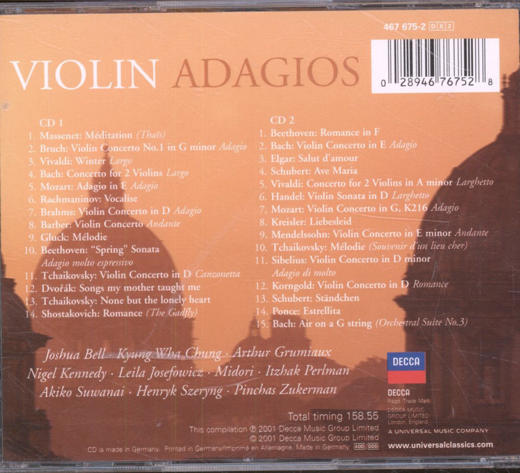 Various Artists - Violin Adagios - Double Cd