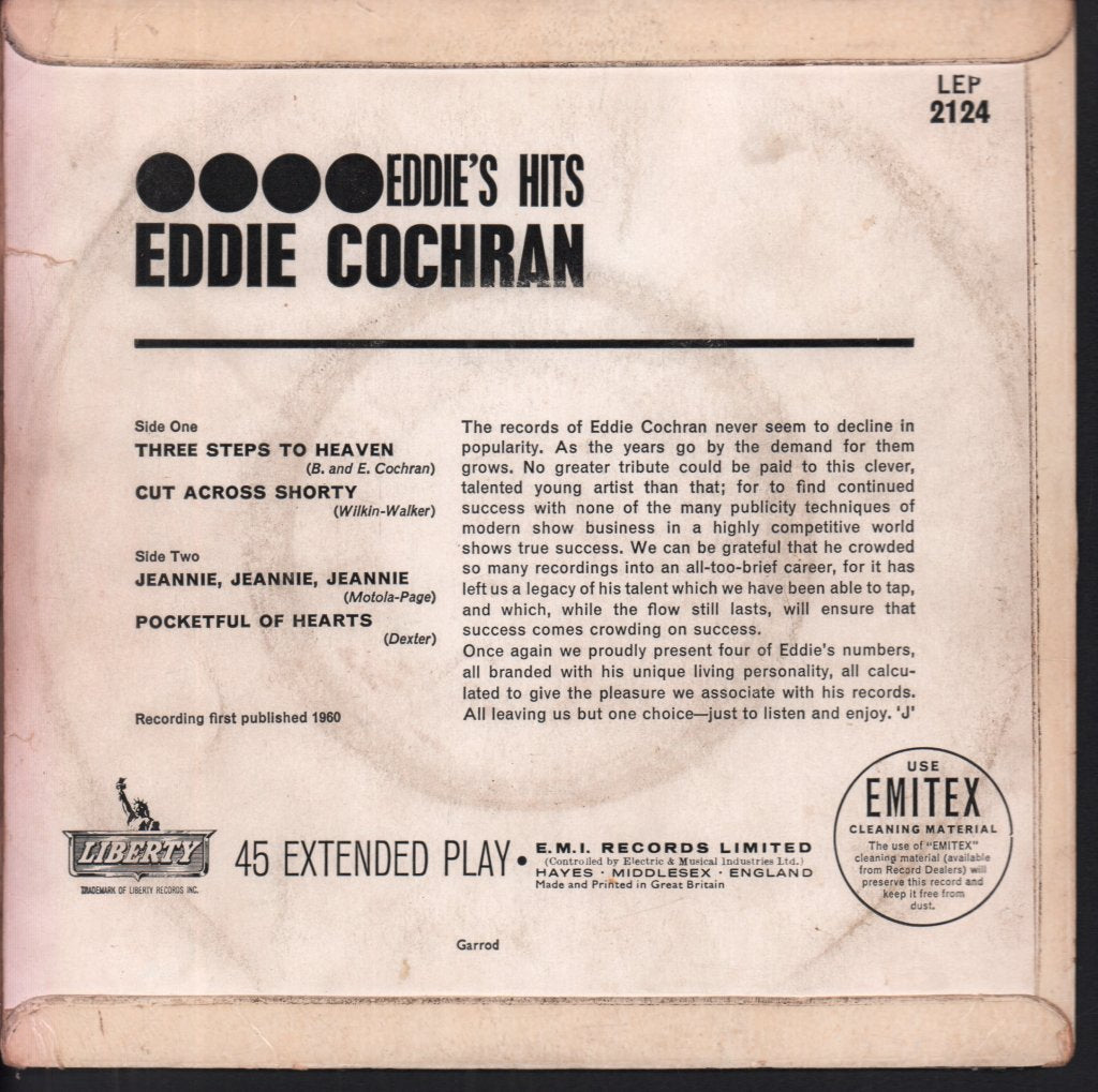 Eddie Cochran - Eddie's Hits - 7 Inch