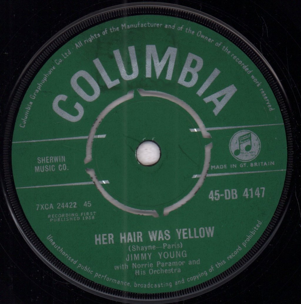 Jimmy Young (Easy Listening) - Her Hair Was Yellow - 7 Inch