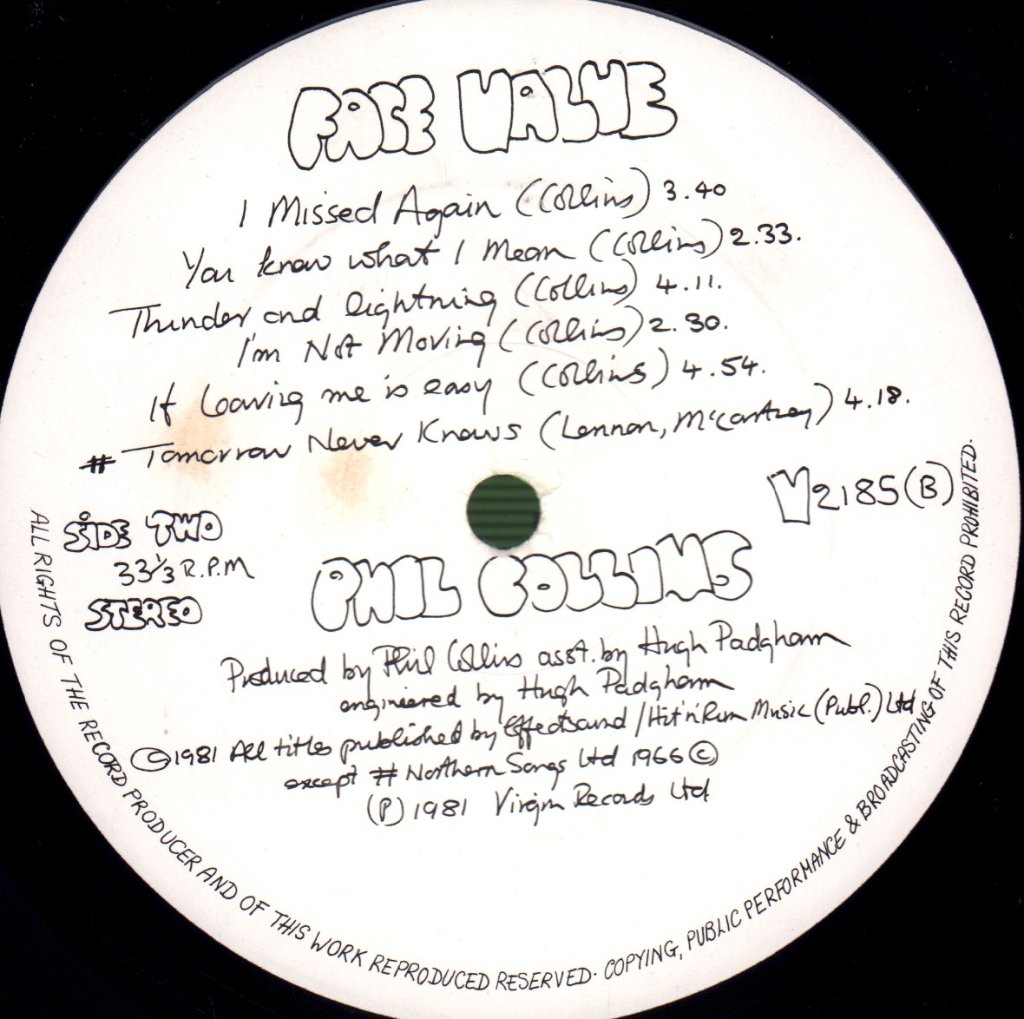 Phil Collins - Face Value - Lp