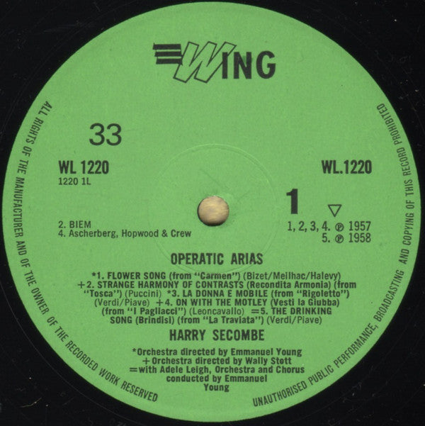 Harry Secombe - Operatic Arias - Lp