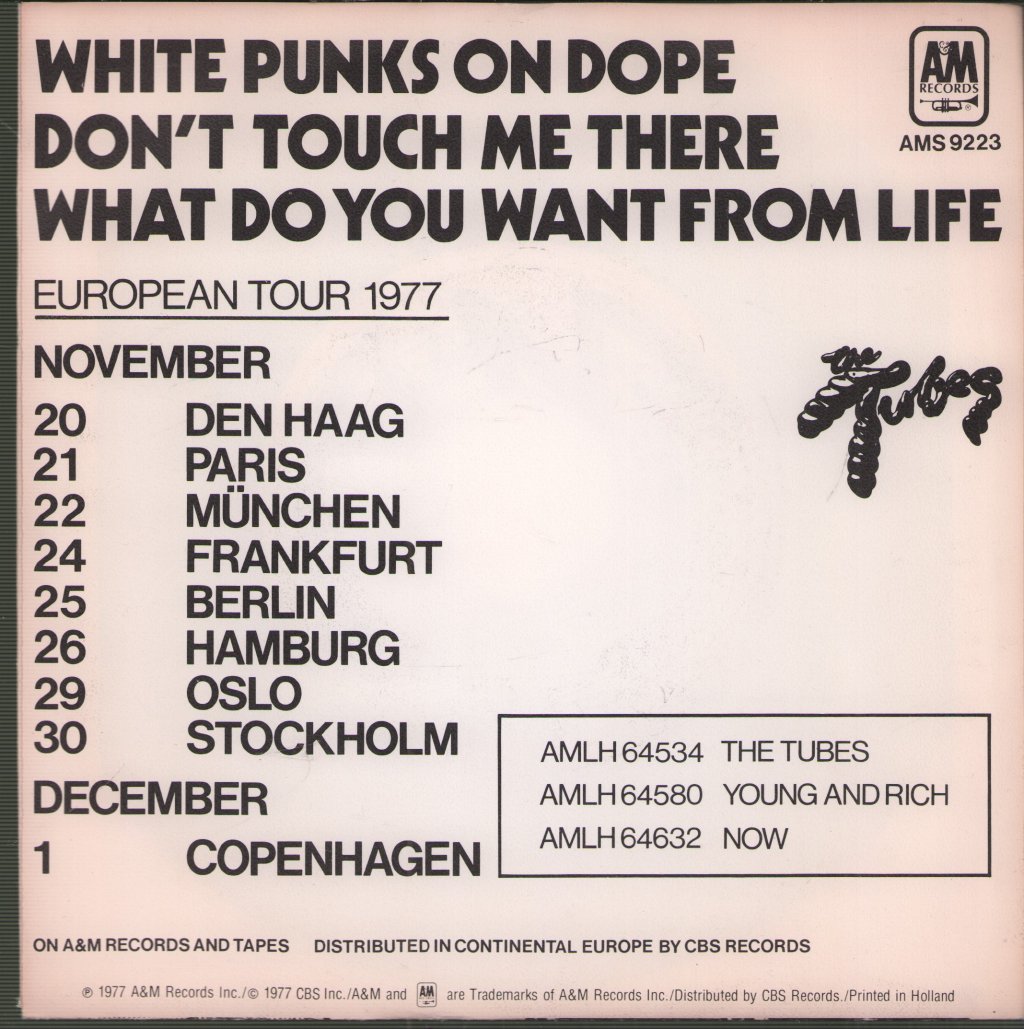 Tubes - White Punks On Dope - 7 Inch