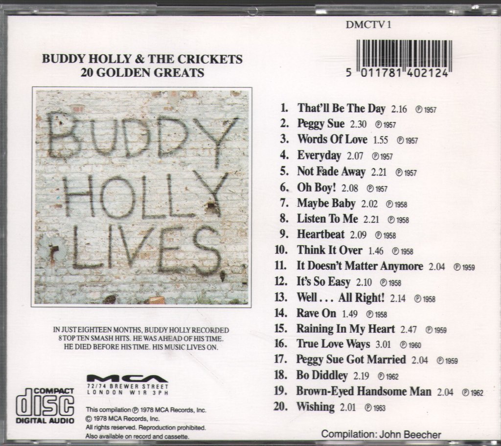 Buddy Holly - 20 Golden Greats - Cd