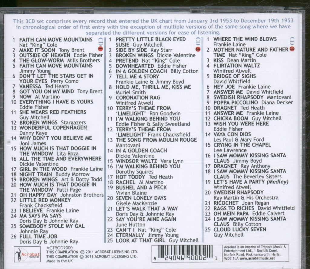 Various Artists - 1953 British Hit Parade - Britain's Greatest Hits Volume 2 - Triple Cd