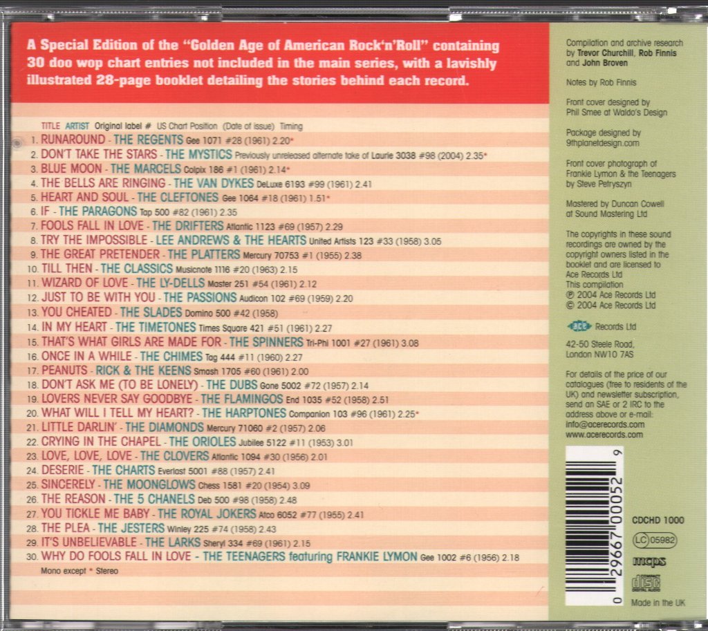 Various Artists - Golden Age Of American Rock 'N' Roll - Special Doo Wop Edition 1953-1963 - Cd