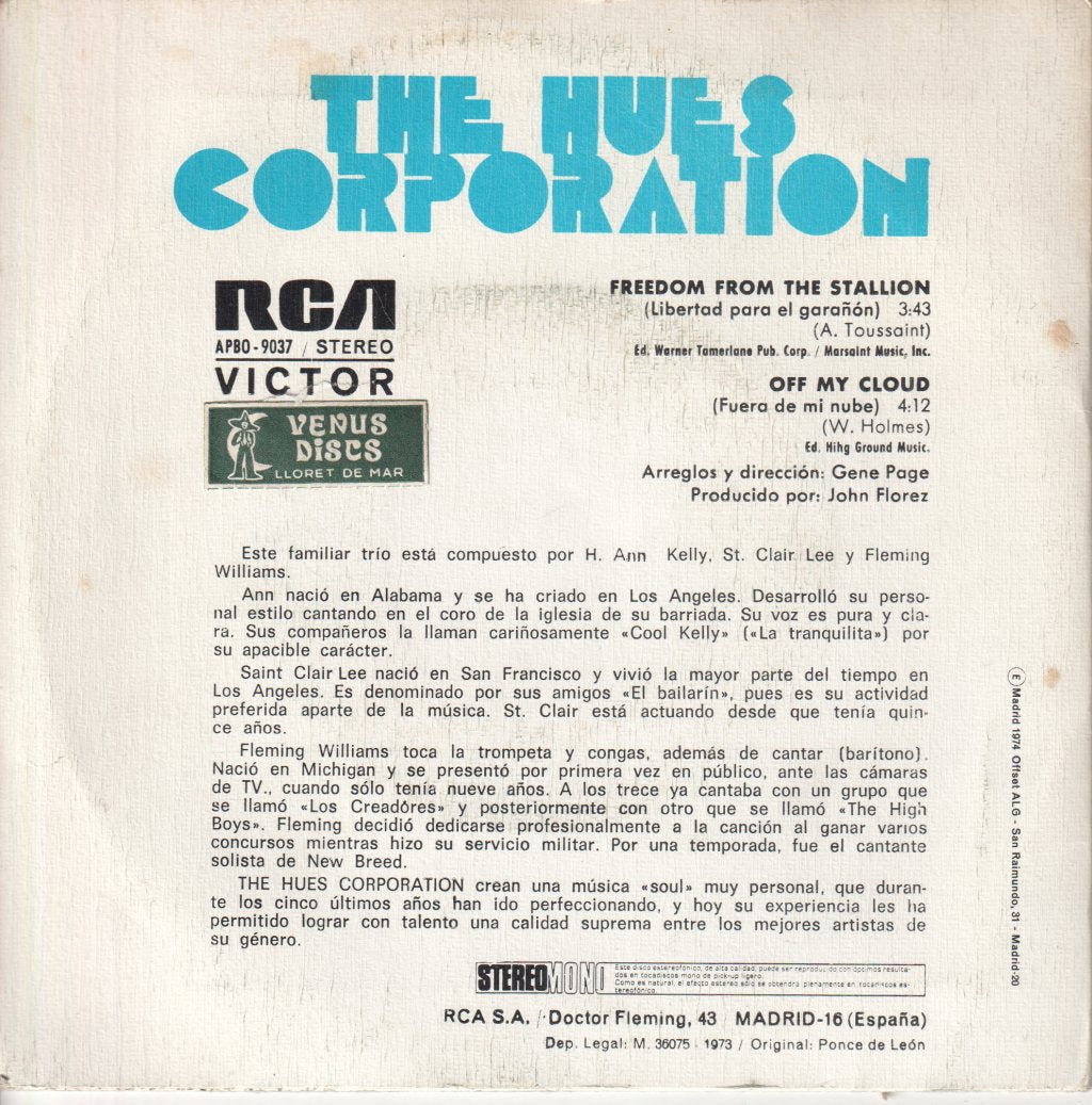 Hues Corporation - Freedom From The Stallion - 7 Inch