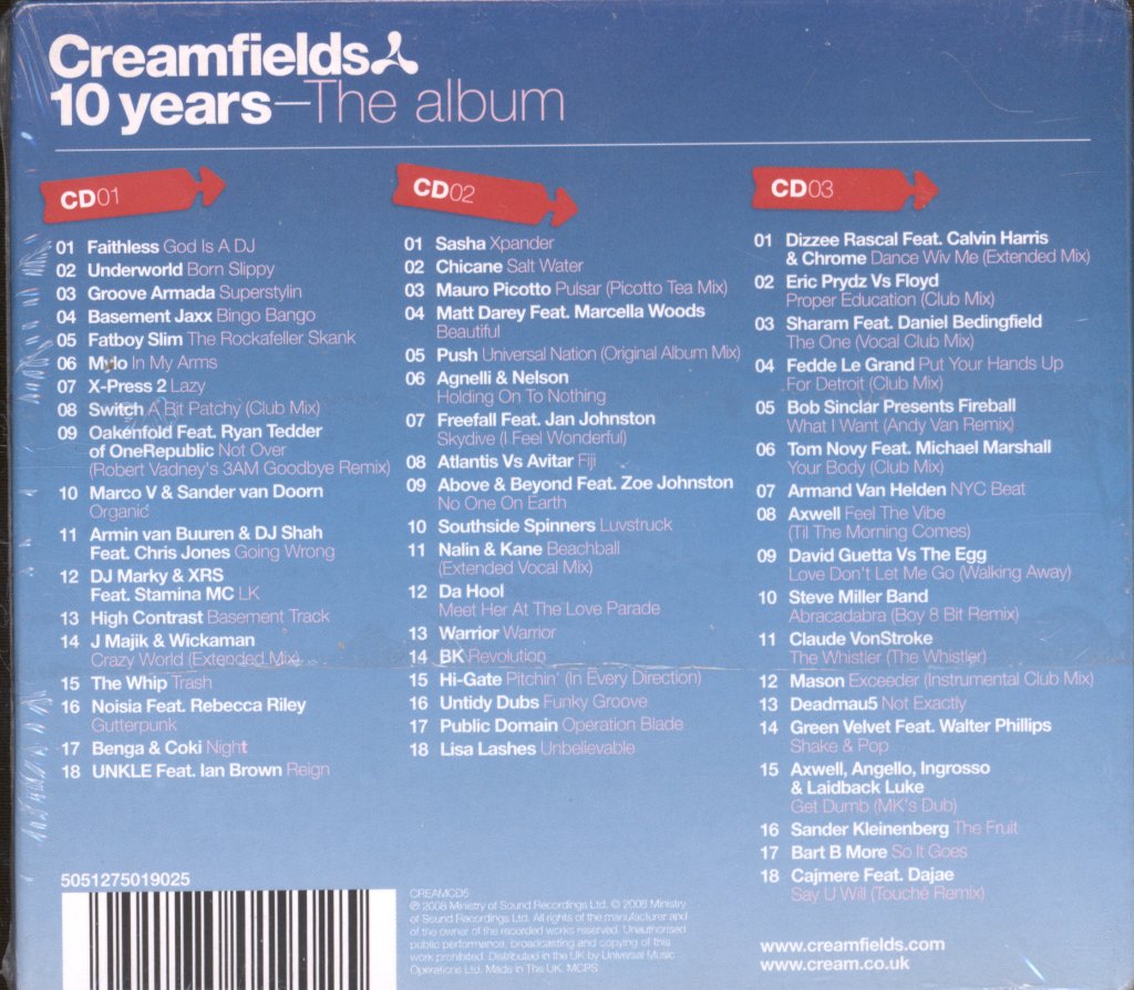 Various Artists - Creamfields 10 Years - The Album - Triple Cd