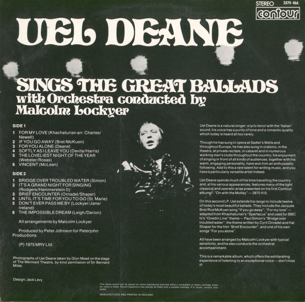 Uel Deane - Sings The Great Ballads - Lp