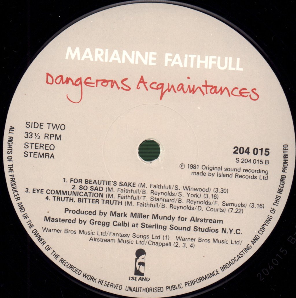 Marianne Faithfull - Dangerous Acquaintances - Lp