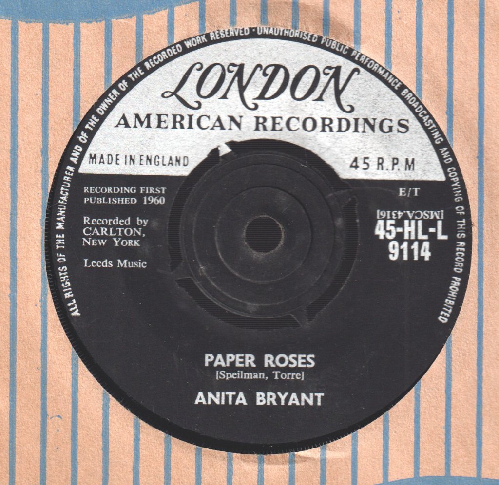 Anita Bryant - Paper Roses - 7 Inch