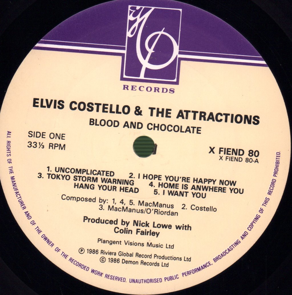 Elvis Costello And The Attractions - Blood & Chocolate - Lp