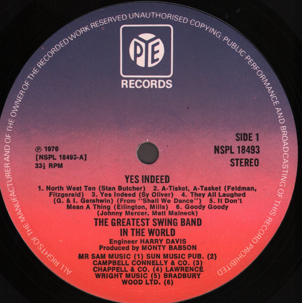 Greatest Swing Band In The World - Yes Indeed - Lp