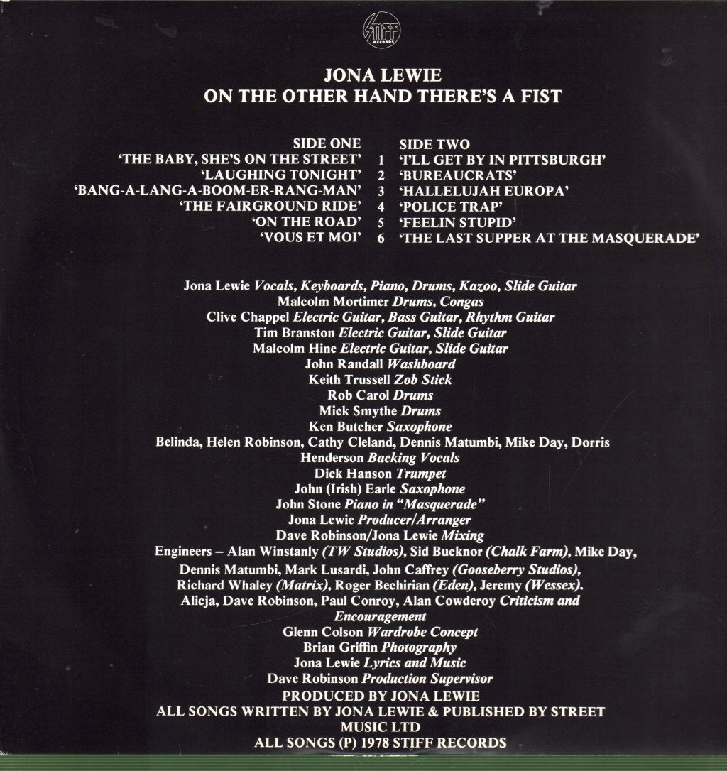 Jona Lewie - On The Other Hand There's A Fist - Lp