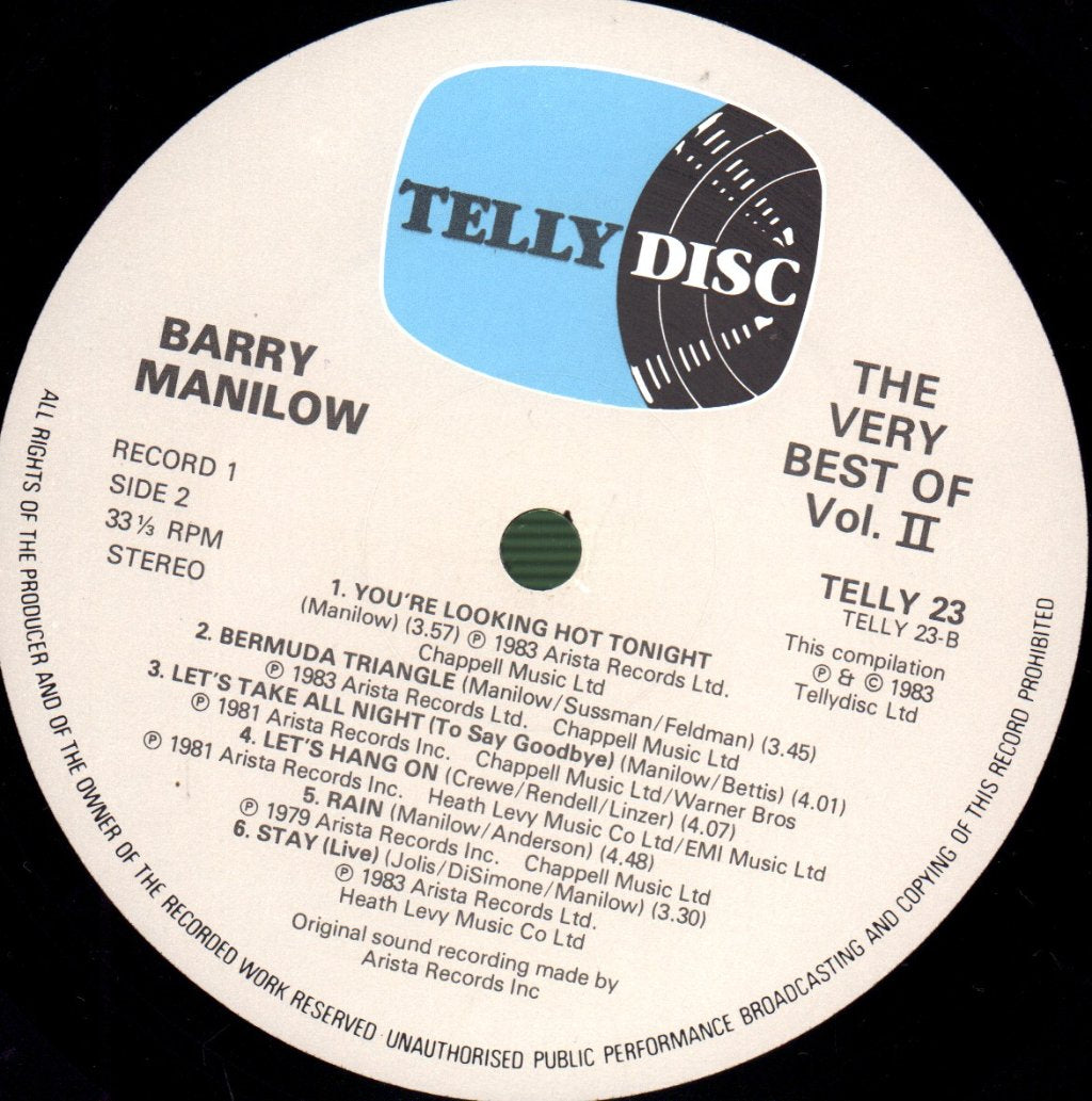 Barry Manilow - Volume 2 (Greatest Hits) - Double Lp