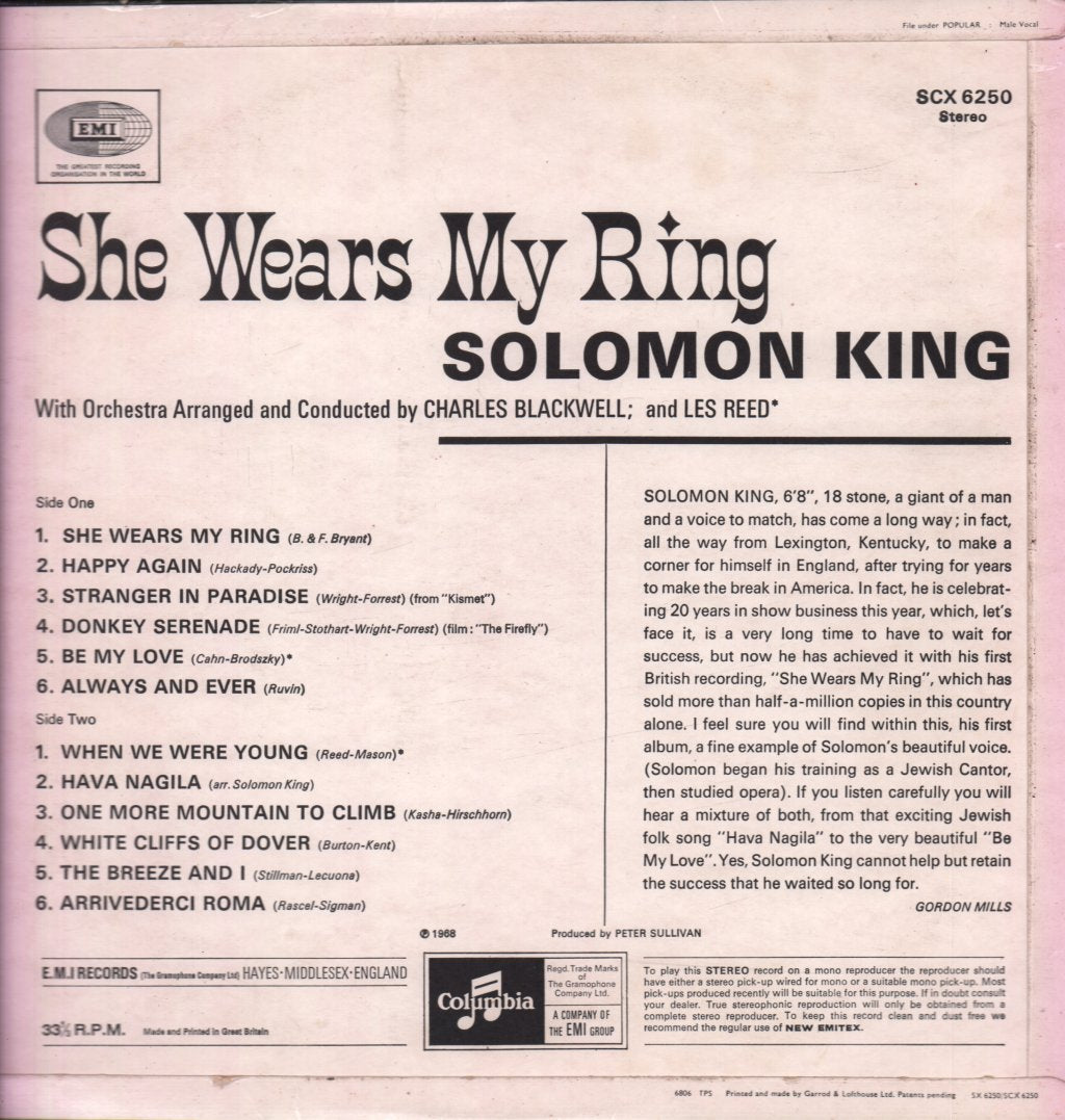 Solomon King - She Wears My Ring - Lp