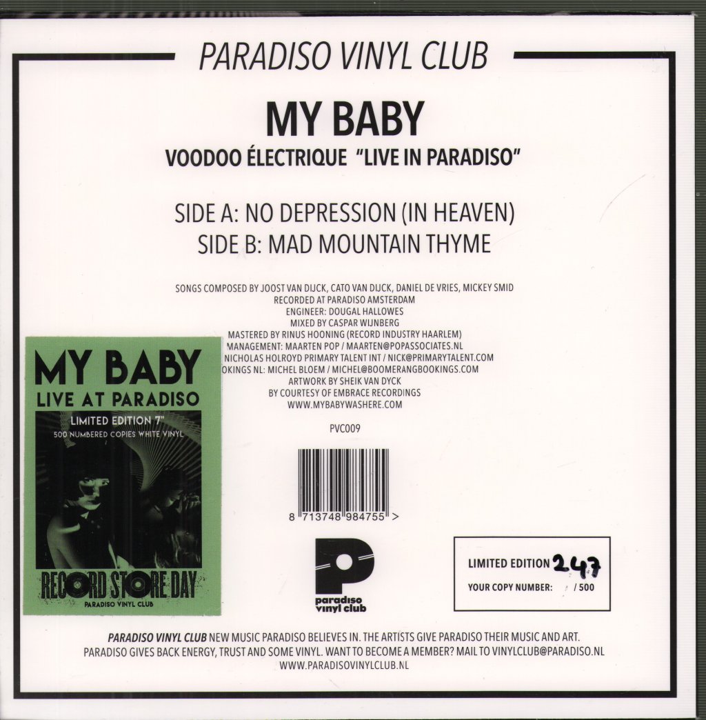 My Baby - Live At Paradiso - 7 Inch