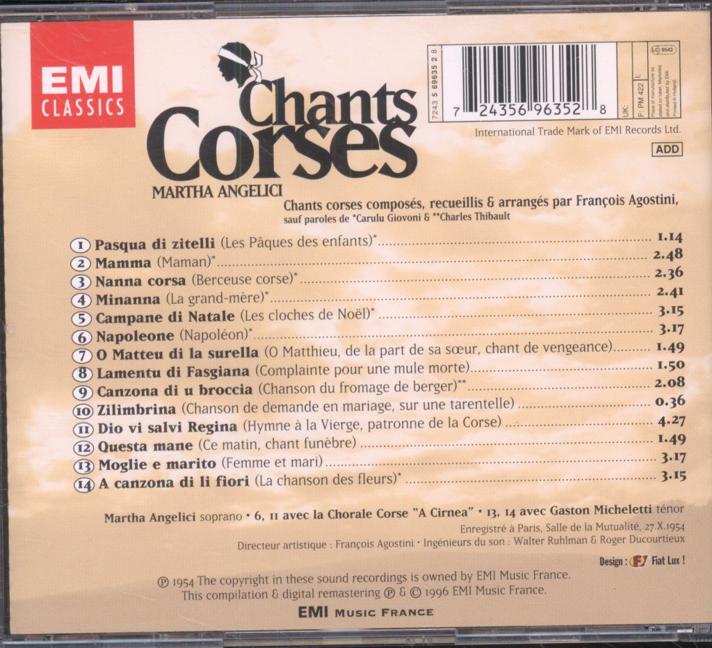 Martha Angelici - Chants Corses - Cd
