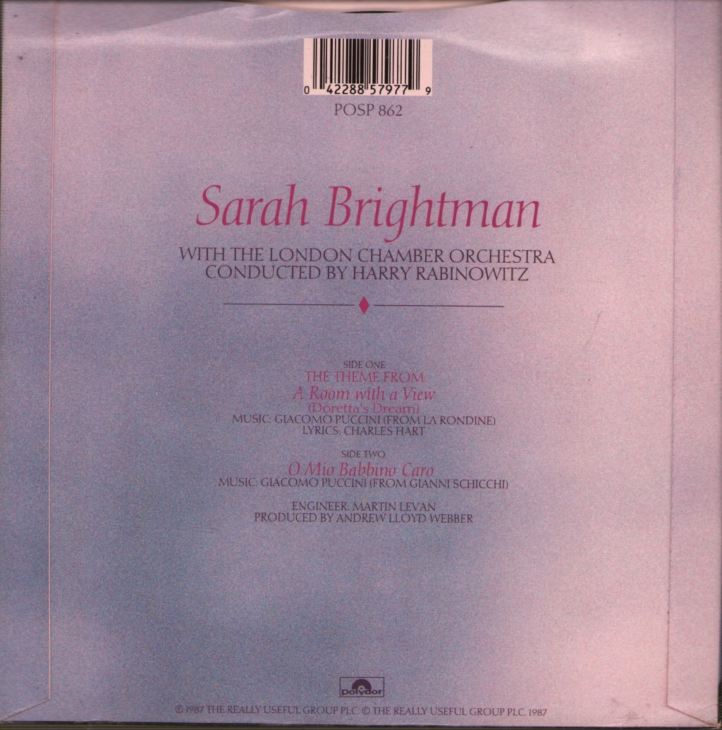 Sarah Brightman - Theme From A Room With A View - 7 Inch