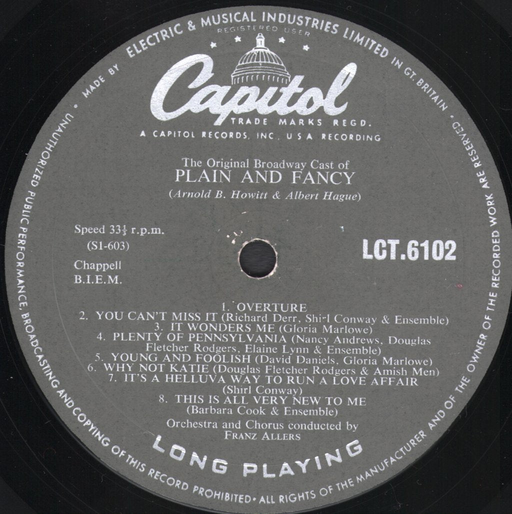 Plain And Fancy (Soundtrack) - Original Broadway Cast - Lp