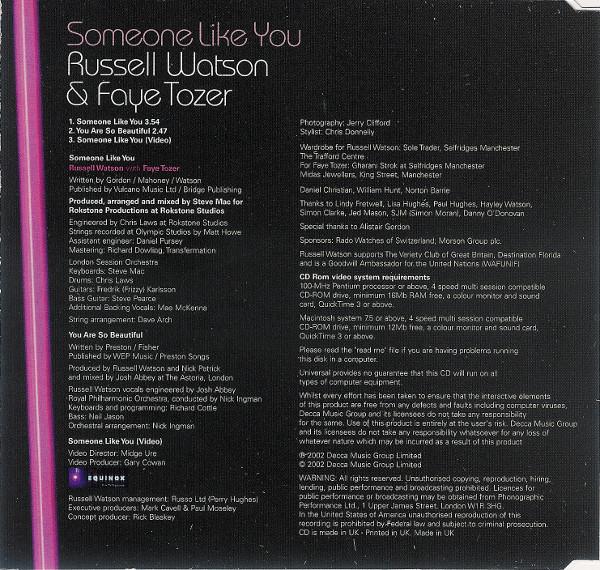 Russell Watson And Faye Tozer - Someone Like You - Cd