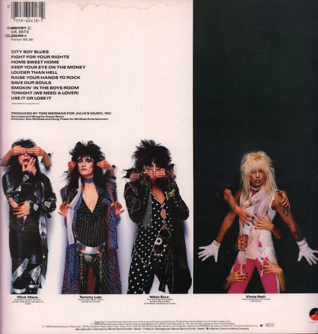 Motley Crue - Theatre Of Pain - Lp