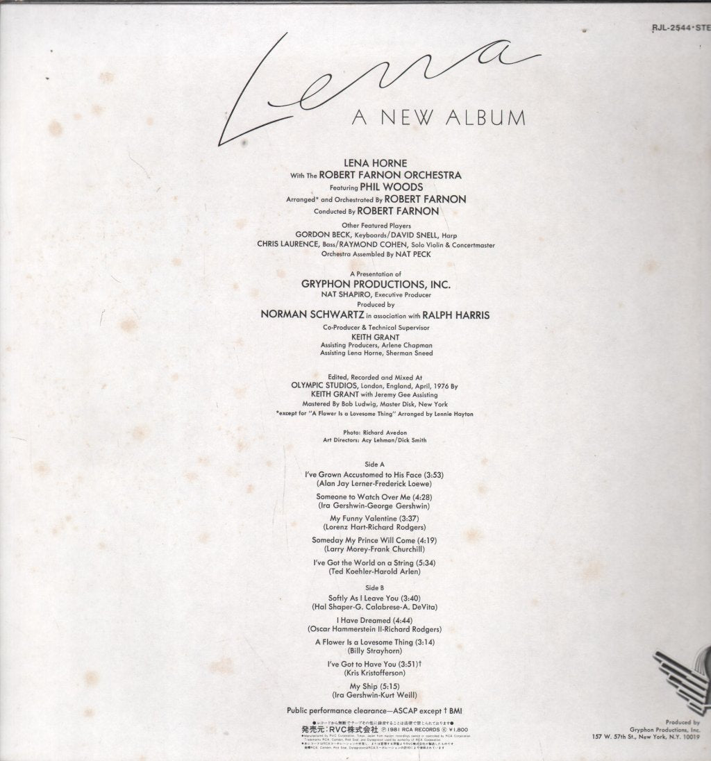 Lena Horne - Lena, A New Album - Lp