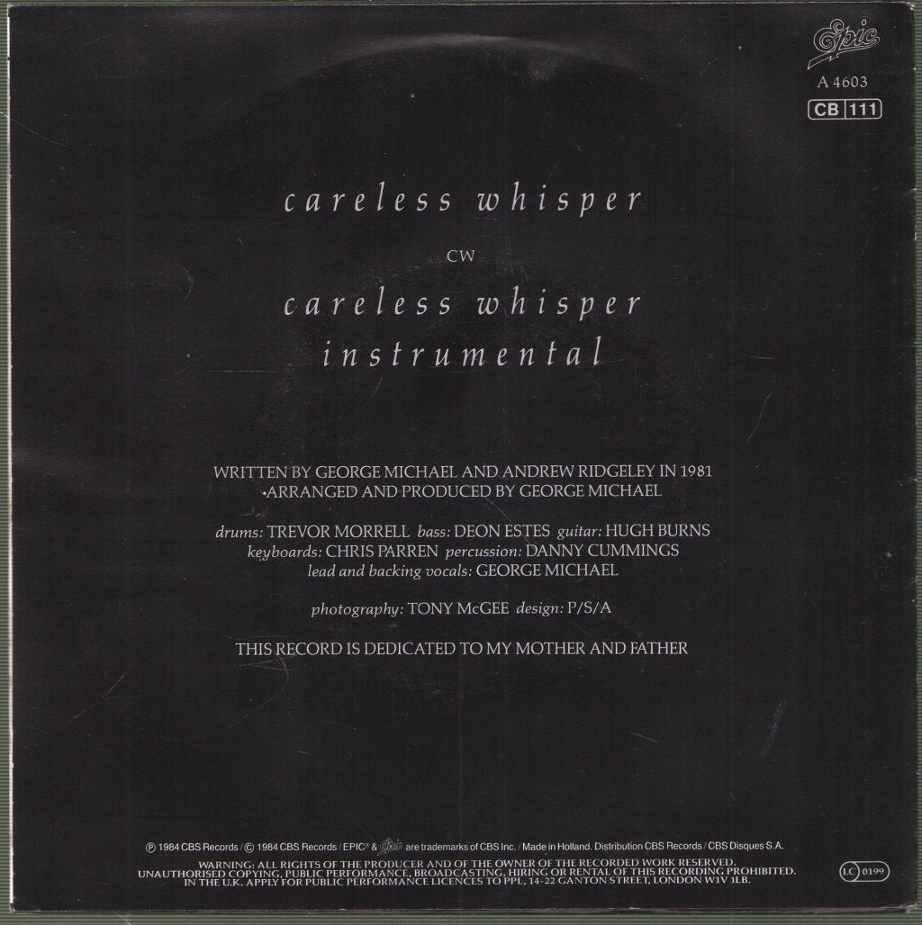 George Michael - Careless Whisper - 7 Inch