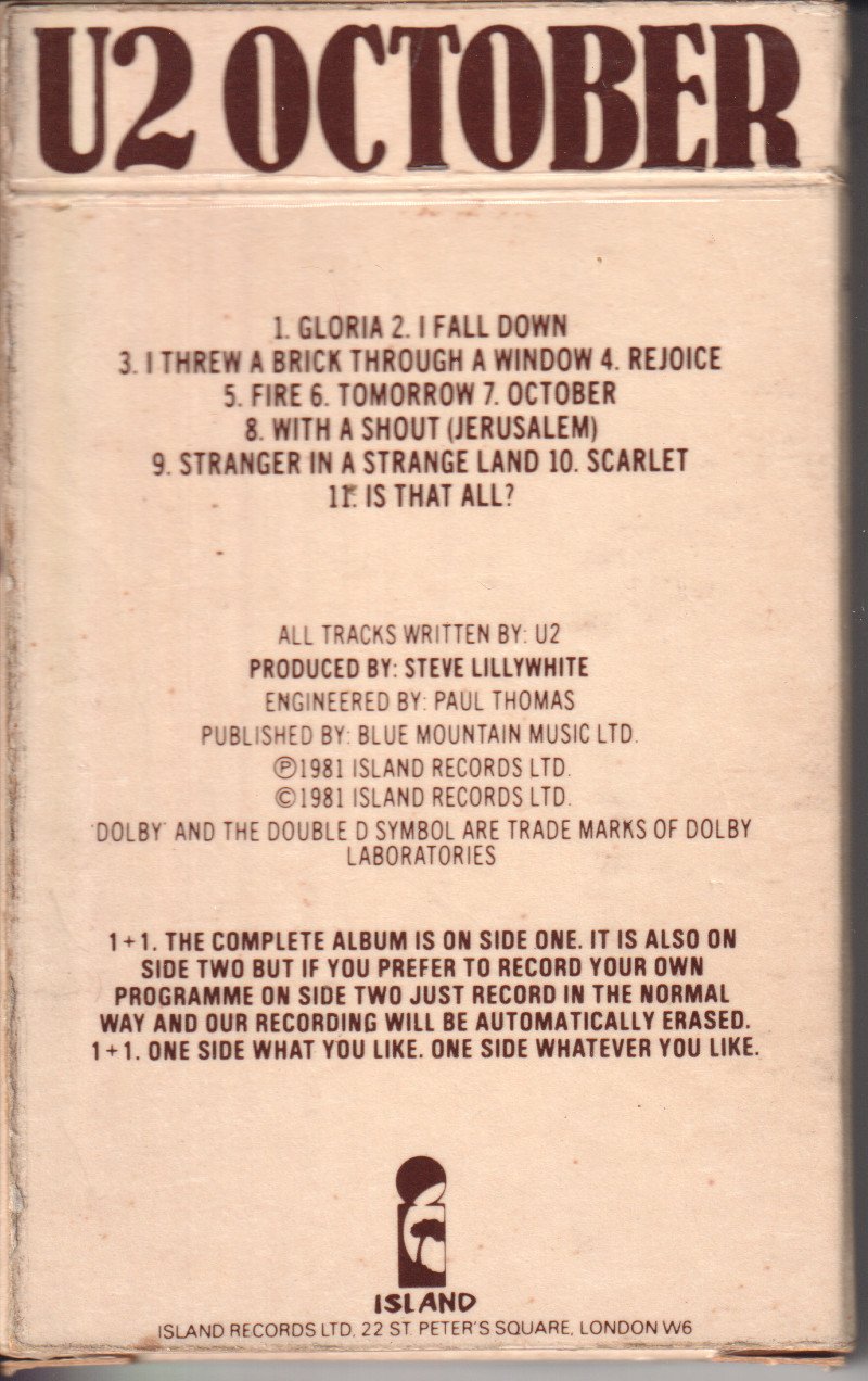 U2 - October - Cassette