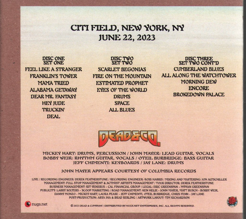 Dead & Company - Citi Field, New York, NY, June 22, 2023 - Cd Set